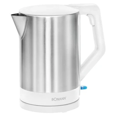 Abbildung von Bomann® Wasserkocher 1.5 Liter Füllmenge Sicherheitsklappdeckel 2200 W Leistung verdecktes Heizelement automatische Abschaltung Basisstation mit Kabelaufwicklung WKS 3002 CB weiß