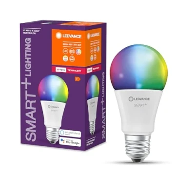 Abbildung von LEDVANCE E27 LED Lampe, Zigbee Smart Home Leuchtmittel mit 9 W (806Lumen) ersetzt 60 Glühbirne, dimmbar, RGBW Lichtfarbe (2700 6500K), kompatibel Alexa, google oder App, Lampen im 1er Pack