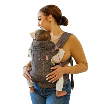 Abbildung von Infantino Babytrage 4 in 1 Flip Advanced Ergonomische und umwandelbare Trage Für Front Rückentransport Verstellbare Gurte Babys von 3,6 bis 14,5 kg Leopardenmuster