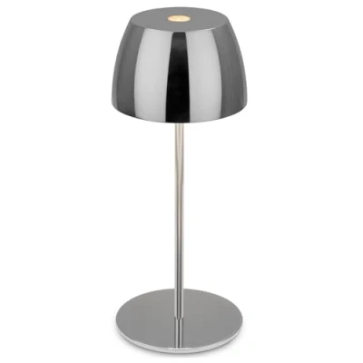 Abbildung von BRILONER Mini LED Tischlampe kabellos IP44 mit Touch, stufenlos dimmbar, Akku &amp; Lichtquelle tauschbar, Nachttischlampe, Wohnzimmer, Lampe, Tischleuchte, 8x20 cm (DxH), Chrom