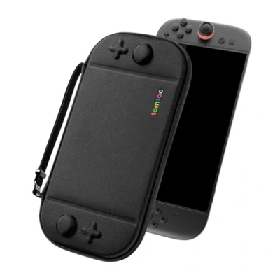 Abbildung von tomtoc Slim Tasche Kompatibel mit Nintendo Switch 2 (2025), Rundumschutz Ultradünn Carry Case für Konsole und 12 Spiele, Harte Schutzhülle Tragetasche Original Patent Reise, Schwarz