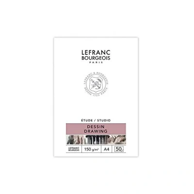 Abbildung von Lefranc Bourgeois 301334 Studio Zeichenblock 50 Blatt A4, gebunden,150 g/m², feinkörnige Oberfläche zum Zeichnen mit Bleistiften, Kreide, Kohle und anderen Trockentechniken