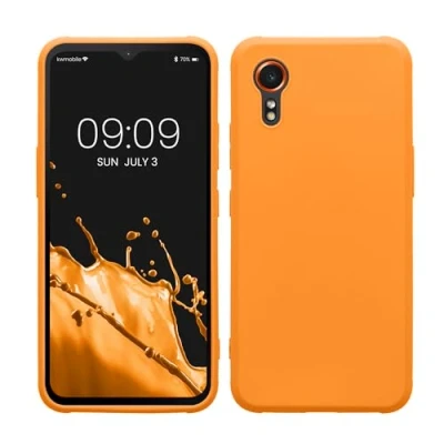 Abbildung von kwmobile Hülle kompatibel mit Samsung Galaxy Xcover7 weiches TPU Silikon Case Cover geeignet für kabelloses Laden Fruity Orange