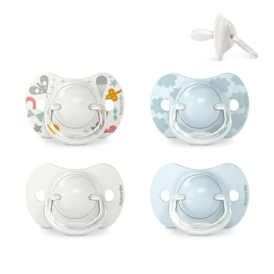 Abbildung von Suavinex, 4er Set, Schnuller für Babys von 0 6 Monaten, Neugeborene, mit Physiologischem Sauger SX Pro aus Silikon, Symmetrisch, Superweich und Flexibel, Dreams Blue, 4 Stück