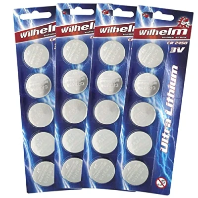 Abbildung von 20 x CR2450 Wilhelm Lithium Knopfzelle 3V 600mAh ø24,5x5,0mm Batterie DL 2450