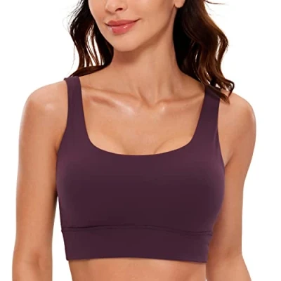 Abbildung von CRZ Yoga Damen ButterLuxe Sport BH U Back Ohne Buegel Große Brüste Fitness Top Dunkellila M