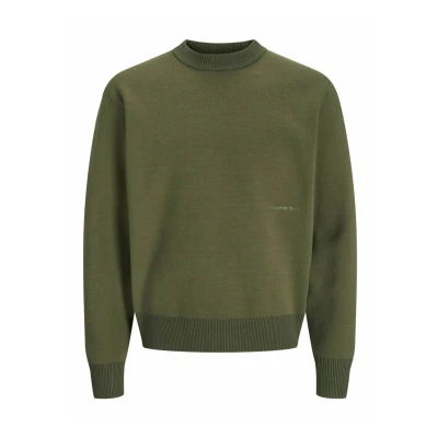Abbildung von Jack &amp; Jones MIT Rundhals Einfarbig Strickpullover, Herren, Größe: Large, Khaki