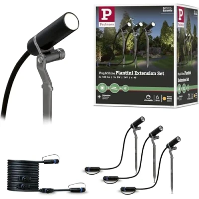 Abbildung von Paulmann 94156 Plug &amp; Shine Spot Plantini Ergänzungs Set 3000K 24V Anthrazit Alu Aussenleuchte Spotbeleuchtung Gartenbeleuchtung