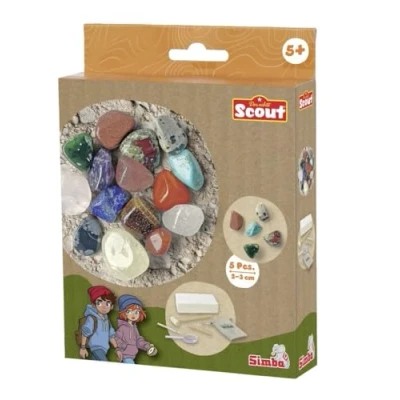 Abbildung von Simba 109462661 Scout Mineralien Ausgrabungsset (5 Steine zum Ausgraben) Forscher und Entdecker Spielzeug für Kinder ab 5 Jahre inkl. Lupe, Werkzeug &amp; Beutel, zufällige Auswahl aus 3 Sets