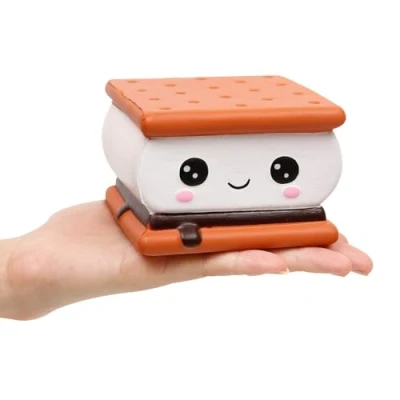 Abbildung von Anboor Squishies Chocolate Biscuit Filled Cake Smiley Emoji Large Toy Slow Rising Squishy Kawaii Antistress Gift for Children Adults (9.5 x 9 6.5 cm, Pack of 1)