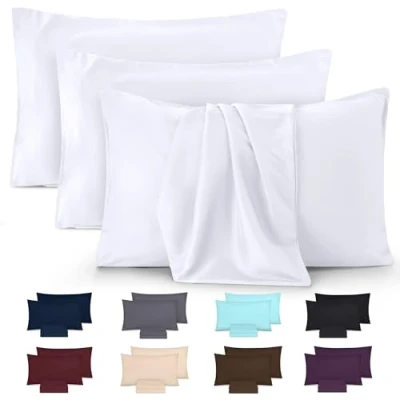 Abbildung von Utopia Bedding Kissenbezug 50x80 4er Set Kopfkissenbezug aus 100% gebürsteter Mikrofaser mit Umschlagverschluss Falten , verblassen und schmutzabweisende Kissenbezüge Weiß