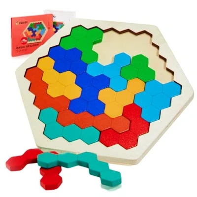 Abbildung von CUBIDI® Kreatives Montessori Tangram Hexagon Fördert logisches Denken und räumliche Vorstellungskraft Geschicklichkeitsspiel aus hochwertigem Holz Lernspiele ab 4 Jahre für Jungen Mädchen