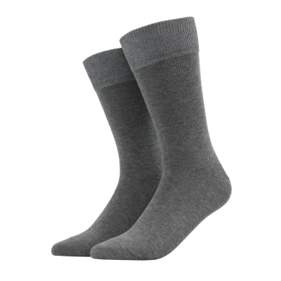 Abbildung von FALKE Herren Socken Happy Double Pack M So Baumwolle einfarbig 2 Paar, Grau Light Grey Melange 3390, 43 46