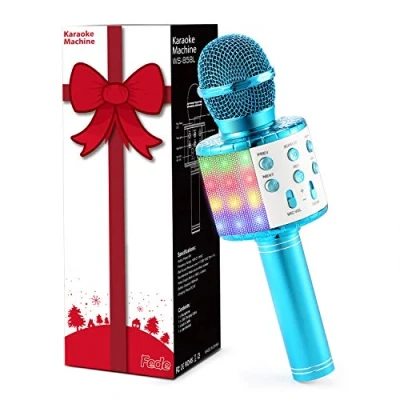 Abbildung von Fede Karaoke Mikrofon, Drahtloses Bluetooth Mikrofon für Kinder, Lustige Geschenke Spielzeug Teenager Mädchen Jungen, Tragbares KTV Lautsprecher Recorder Smartphone PC
