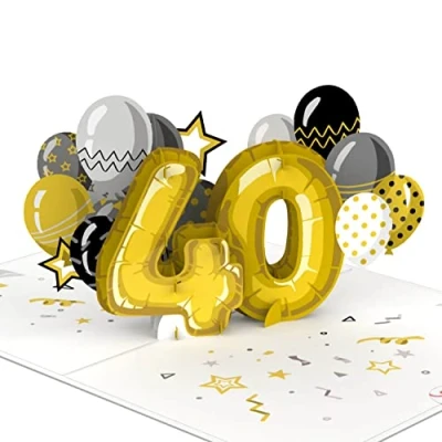 Abbildung von papercrush® Pop Up Karte 40. Geburtstag Handgemachte 3D Geburtstagskarte für Frauen und Männer, Glückwunsch zum 40ten Geburtstag, 40 Jahre Jubiläum in der Firma