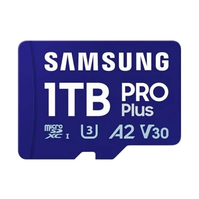 Abbildung von Samsung PRO Plus (2023) microSD Karte + SD Adapter, 1 TB, UHS I U3, Full HD &amp; 4K UHD, 180 MB/s Lesen, 130 Schreiben, Speicherkarte für Smartphone, Action Cam, Handheld Konsole, MB MD1T0SA/EU