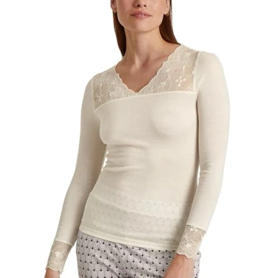 Abbildung von Calida GLAM Nachtwäsche Shirt, Damen, Größe: 40/42, Charm cream