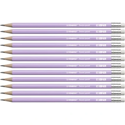 Abbildung von Bleistift mit Radierer STABILO Swano Pastel Härtegrad HB 12er Pack lila