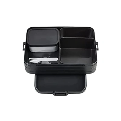 Abbildung von Mepal Brotdose Large mit Bento Box für 4 Sandwiches oder 8 Brotscheiben Lunchbox kleine Snacks &amp; Reste Erwachsene Essenbox Fächern Nordic black