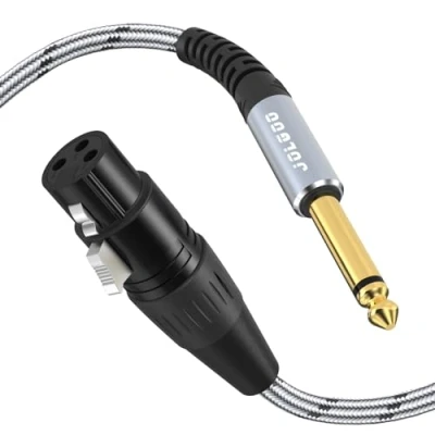 Abbildung von JOLGOO XLR Buchse zu 1/4&quot; 6.35mm Mono TS Kabel, unsymmetrisches Stecker Mikrofonkabel, 2m