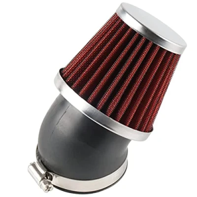 Abbildung von Evermotor Universal 45 Grad Biegung Doppelschicht Stahl Filter Luftfilter 41mm 42mm 43mm für Motorrad Scooter ATV Moped Rot