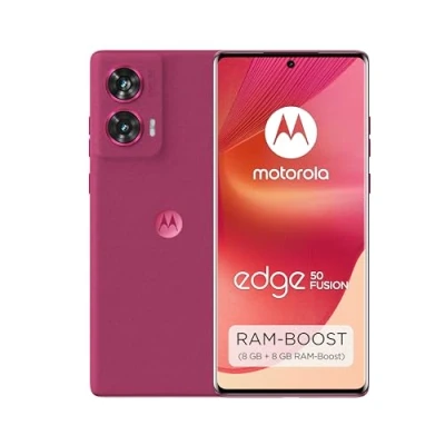 Abbildung von Motorola Moto Edge50 Fusion Smartphone(6,7&#039;&#039; FHD+ pOLED Display,50 MP Kamera, 8/256 GB, 5000 mAh, inkl. 68W Ladegerät, Android 14) Hot Pink,inkl. Schutzcover+Handyhalterung [Exklusiv bei Amazon]