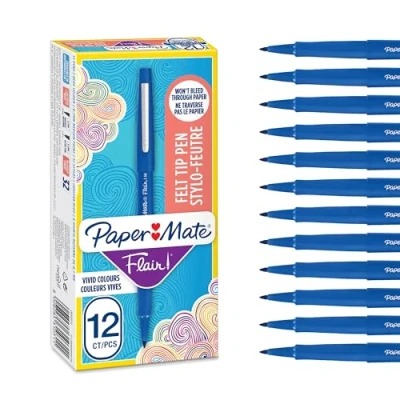Abbildung von Paper Mate Flair Filzstifte mittlere Spitze (0,7 mm) Blau 12 Stück