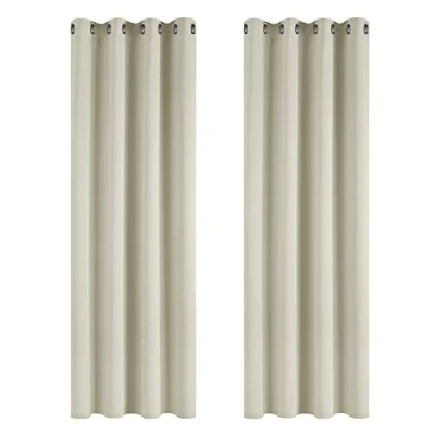 Abbildung von Deconovo Vorhang Verdunkelung Ösen Gardinen Wohnzimmer Blickdicht, 138x117cm(HöhexBreite), Hellbeige, 2er Set