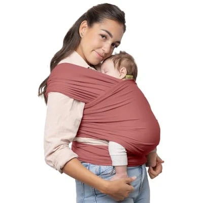 Abbildung von Boba Baby Tragetuch Neugeborene Elastisches Babytragetuch und Stilltuch für Unterwegs Einfach zu binden Babytrage ab Geburt bis 16kg (Dusty Pink)