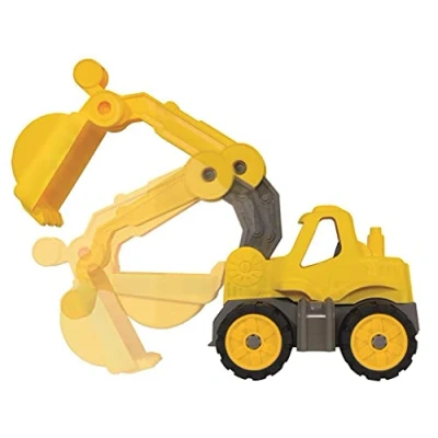 Abbildung von BIG Power Worker Mini Bagger Baggerfahrzeug geeignet als Sandspielzeug und für das Kinderzimmer, Reifen aus Softmaterial, perfekt unterwegs, Kinder ab 2 Jahren