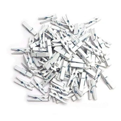 Abbildung von kleine süße Mini Zierklammern Clips Dekoklammern Klammern Holz Wäscheklammern Miniklammern Holzklammern Weiss (S SDK 2 5 weiss)