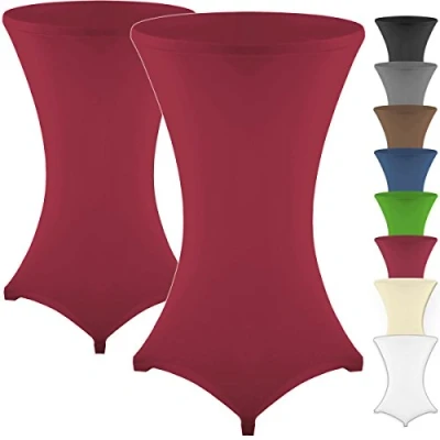 Abbildung von Gräfenstayn 2er Set Stretch Stehtischhusse Diana mit Öko Tex Siegel, Verstärkung im Fußbereich, in vielen Farben und Größen Ø60 65cm / Ø70 75cm Ø80 85cm (Bordeaux, 65cm)
