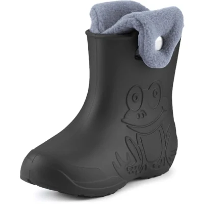 Abbildung von Ladeheid Eva Kinder Jungen Mädchen Gummistiefel Regenschuhe gefüttert LA CA 03 (Carbone/Grau, 30/31 EU)
