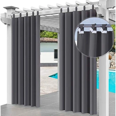 Abbildung von Ferocity Outdoor Vorhang 2er Set Schlaufengardine 220 x 155 cm Gartenlauben Balkon Vorhänge Gardinen Verdunkelungsvorhänge mit Schlaufen, Wasserdicht, für Pavillon Strandhaus (2 Panele) Graphit [129]