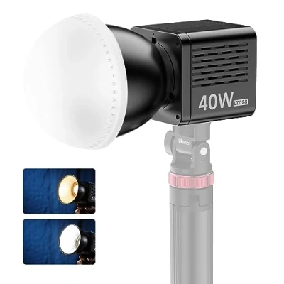 Abbildung von ULANZI 40W COB Videoleuchte Bi Color 2500K 6500K, CRI95+/TLCI96+, Wiederaufladbarer 3400mAh Akku, 8 Lichtmodi + Mini Bowens Mount, Profi LED Streaminglicht für YouTube, Portraitfotografie, Studio