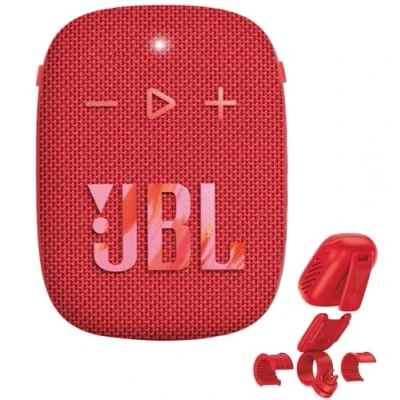 Abbildung von JBL Box Wind 3S Tragbarer Mini Bluetooth Lautsprecher Wasserdicht mit Clip für Sport, Fahrrad und Roller Bass Boost Rot