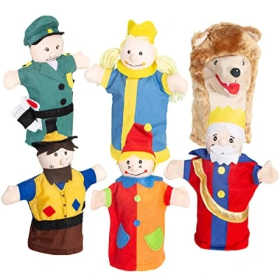 Abbildung von roba Kasperlefiguren aus Stoff, Handpuppenset 6 fach, Kinder Kasperpuppen für Puppentheater &amp; Rollenspiel , Stück (1er Pack)