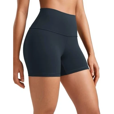 Abbildung von CRZ Yoga Butterluxe Damen Radlerhose Kurze Sporthose High Waist Sommer Shorts Laufshorts Fitness Hose 10cm Echte Marine 40