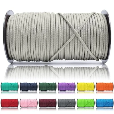 Abbildung von Ganzoo Paracord 550 Seil Edel Grau 4mm Schnur Typ 3, Nylon &amp; Polyester, ideal für Basteln von Hundeleine Halsband Armband/Camping Survival und Outdoor 100 Meter Allzweckseil 7 Innenstränge