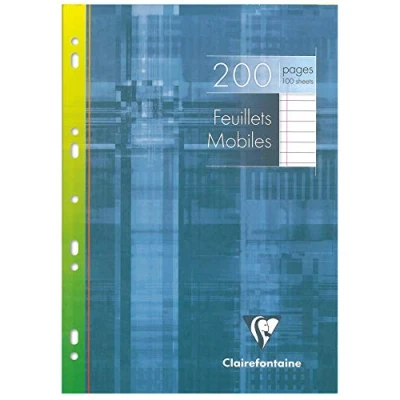 Abbildung von Clairefontaine 1756C Ringbucheinlagen Packung (mit 100 DIN A4, 21 x 29,7 cm, liniert mit Rand, 90g, ideal für die Schule) weiß