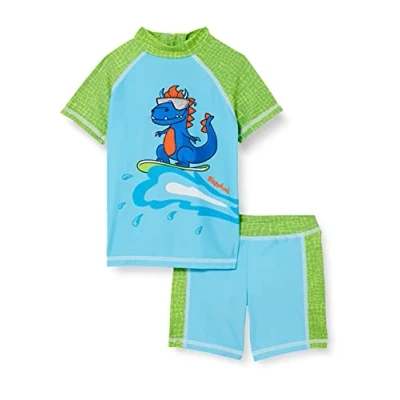 Abbildung von Playshoes Uvschutz DINO SET Surfshirt für Kinder, Größe: 86/92, Blau/grün
