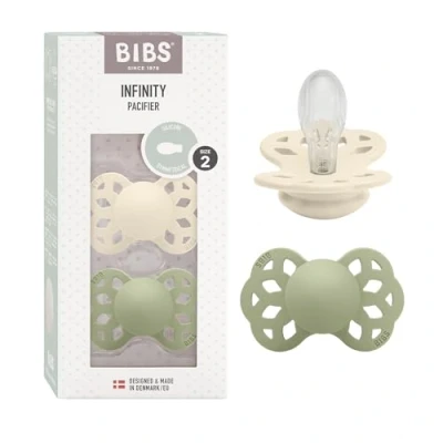 Abbildung von BIBS Infinity Symmetrischer Schnuller Zweierpackung, bisphenol A frei, Silikonsauger, Nippel. Silikon, 6 18 Monate (2er Pack), Ivory/Sage