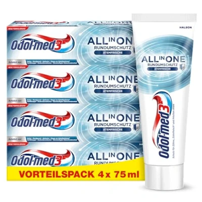 Abbildung von Odol med3 All in One Rundumschutz Atemfrische Zahnpasta, für ein reines und extra frisches Mundgefühl, 4x 75ml, Zahncreme