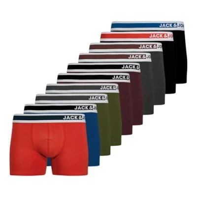 Abbildung von Jack &amp; Jones Jacjimmy Solid Trunks 10 PACK Boxerbriefs, Herren, Größe: Medium, Aurora red/black/cypress/vineyard wine/asphalt/true blue