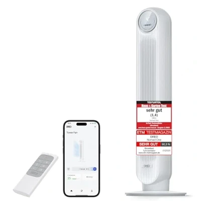 Abbildung von Dreo Smart Tower Fan with WiFi Function, Quiet Voice Control &amp; Remote, 90 Oscillating, 4 Modes, Speeds, 8H Timer, Standing Cooling Fans for Bedroom Office, Work Alexa Google Assistant