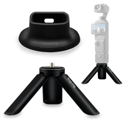 Abbildung von Suptig Stativhalterung, Silikon, rutschfeste Desktop Halterung für DJI Osmo Pocket 3, 3 Zubehör (schwarz)