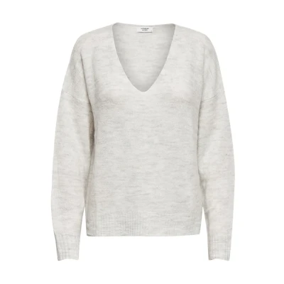 Abbildung von JDY Damen JDYELANORA L/S V Neck PULLO. KNT NOOS Pullover, Cloud Dancer/Detail:Melange, XL
