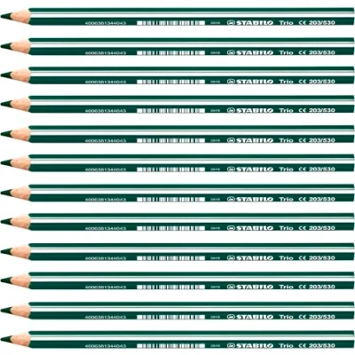 Abbildung von Dreikant Buntstift STABILO Trio dick 12er Pack grün
