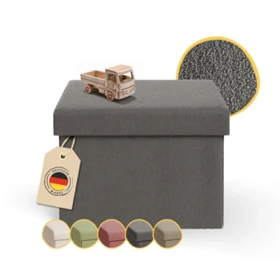 Abbildung von Laleni Sitzbank mit Stauraum Truhenbank 41x31 cm kleine Sitztruhe Sitzwürfel Aufbewahrungsboxen klein Polsterhocker Sitzhocker Sitzbox in Anthrazit
