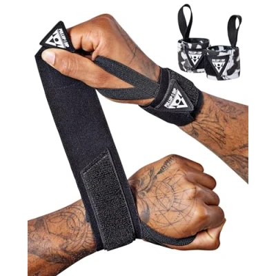 Abbildung von PULLUP &amp; DIP Wrist Wraps Handgelenk Bandagen für Fitness, Calisthenics, Crossfit, Bodybuilding Krafttraining, Profi Sportbandagen Stabilisierend Schützend, Branding